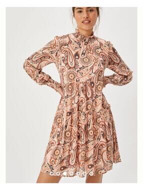 ANTHROPOLOGIE Cady Tiered Tunic Dress Paisley Pink Medium M